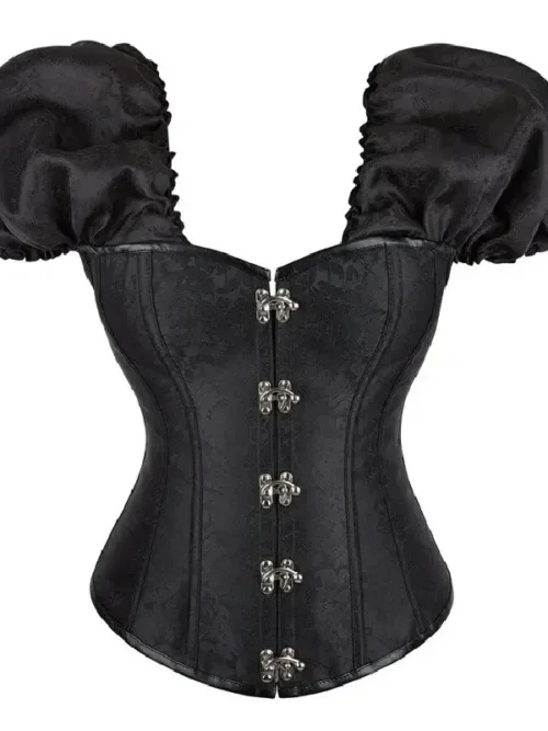 Steampunk Corsets and Bustiers Satin Gothic Lace Up Vest Overbust Corsets Shoulder Straps Brocade Corselet for Women